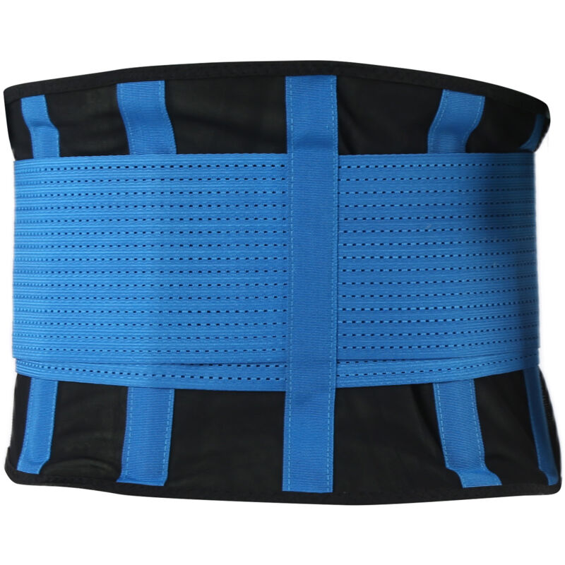 Ceinture lombaire ajustable avec plaque en acier et mesh respirant - Soutien dorsal chaud et élastique pour hommes et femmes - Bleu