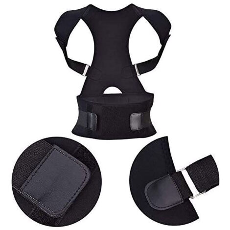 Ceinture lombaire ajustable pour hommes et femmes - Correcteur de posture et soutien dorsal (Noir, Taille L)