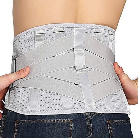Ceinture lombaire de compression pour soulager les douleurs dorsales - convient aux hommes et aux femmes souffrant de hernie discale, de sciatique et de scoliose (M, Gris)