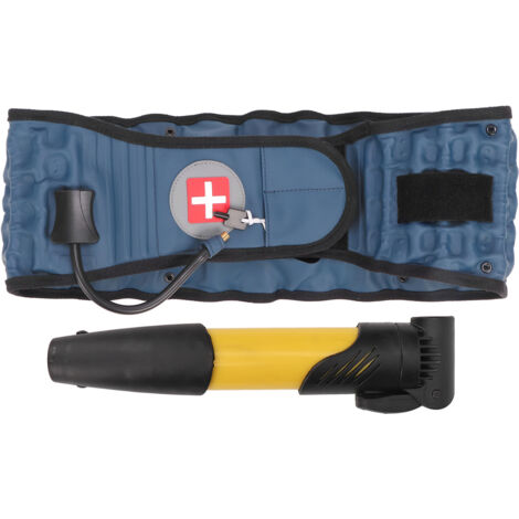 Ceinture lombaire de traction gonflable pour soulager les douleurs dorsales - Support lombaire avec pompe - Bleu