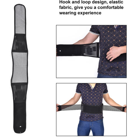 Ceinture lombaire magnétique chauffante - Soutien dorsal ajustable unisexe respirant (Noir Taille XL)
