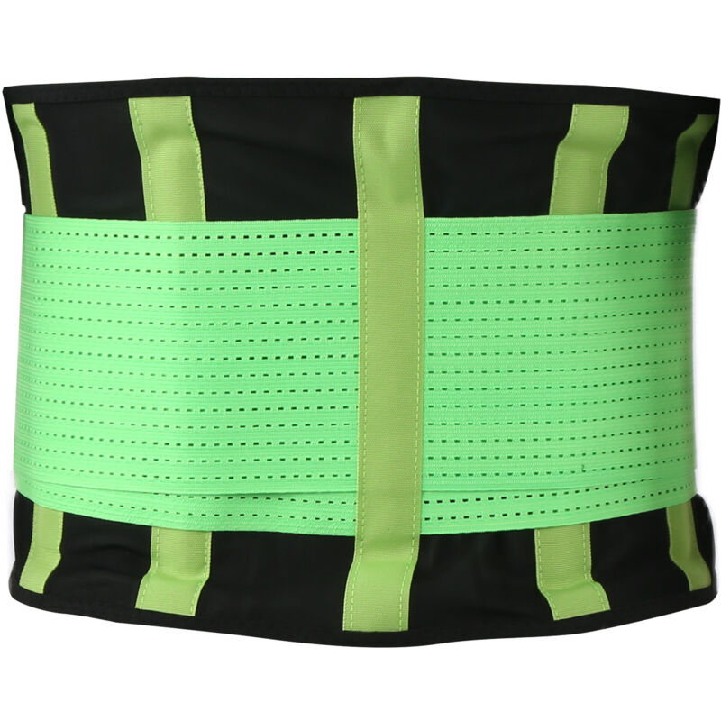 Ceinture lombaire respirante avec plaque en acier, maintien chaud et élastique pour hommes et femmes - Vert fluo