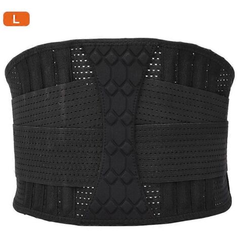 Ceinture lombaire respirante en nylon 2024 pour soulager les douleurs sportives, taille L, noire.