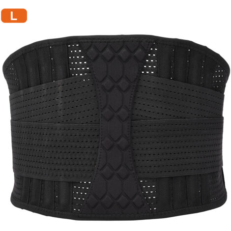 Ceinture lombaire respirante en nylon pour le sport et le soulagement des douleurs au dos - Noir