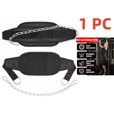 Ceinture Musculation Homme,Ceinture de leste musculation en néoprène avec chaîne en acier et 2 mousquetons,Dip ceinture lestée