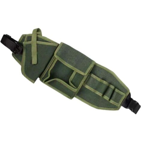 Ceinture Porte Outils Ajustable Avec Support Perceuse Électrique Sacoche Portable Construction Toile Verte