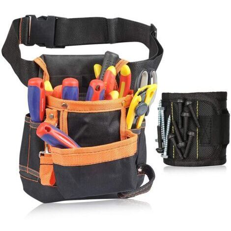 Ceinture Porte Outils, Bracelet Magnétiques, 600D Oxford Étanche, Organisateur Multifonction à Ceinture Réglable, Résistante et Professionnelle Sac pour Électricien