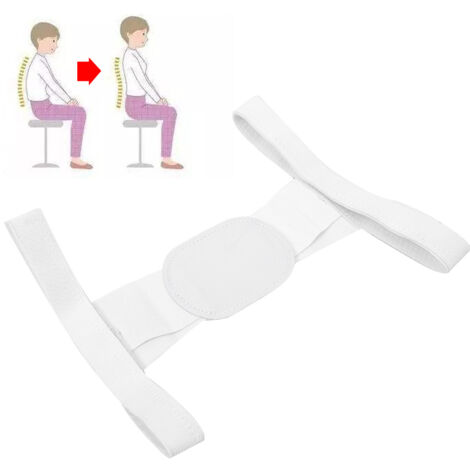 Ceinture Posturale Réglable pour Hommes et Femmes - Soutien Dorsal et Épaules Blanc L