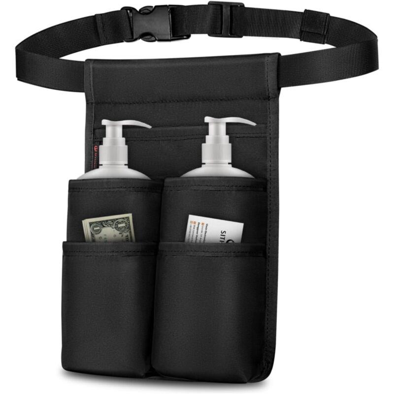 Ceinture pour Flacon de 250 ML, étui de massothérapeute Professionnel pour 2 Bouteilles, Porte-Bouteille avec Ceinture réglablepour Huile ou Lotion