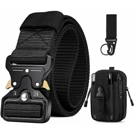 Ceinture Tactique Leskyair Avec Poches – Sacoche Molle EDC – Nylon Noir