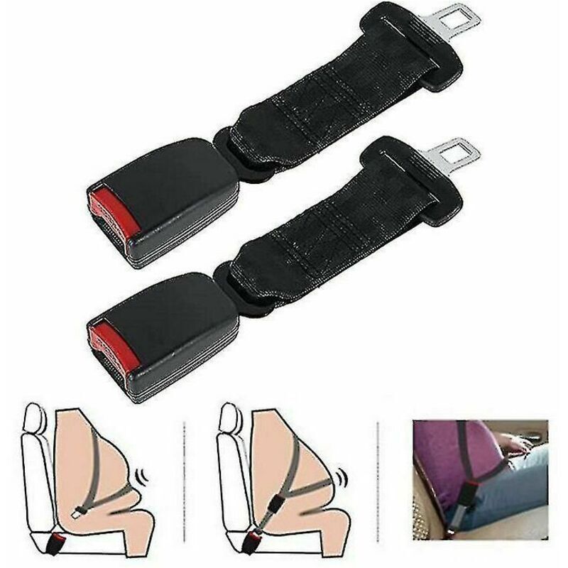 Ceintures de sécurité Lot de 2 rallonges de ceinture de sécurité de voiture universelles Sangle d'extension de ceinture de sécurité réglable 23cmgris