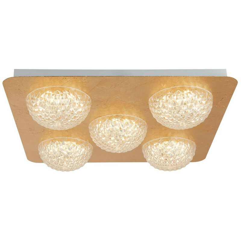 Searchlight Celestia 5 Light Led Ceiling Light - Gold Leaf With Clear Acrylic