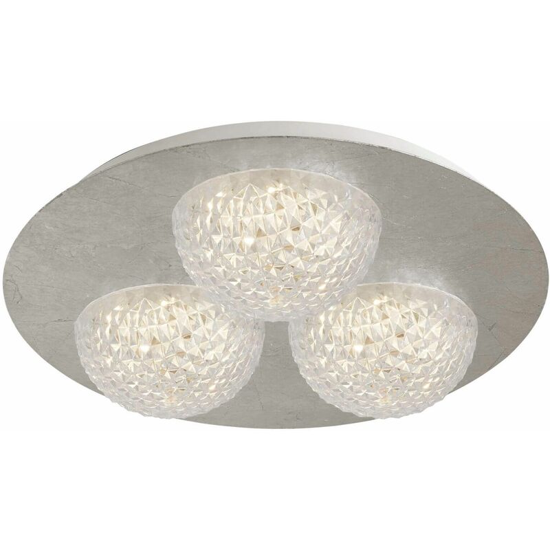Celestia round led ceiling light 3 bulbs - silver leaf with transparent acrylic