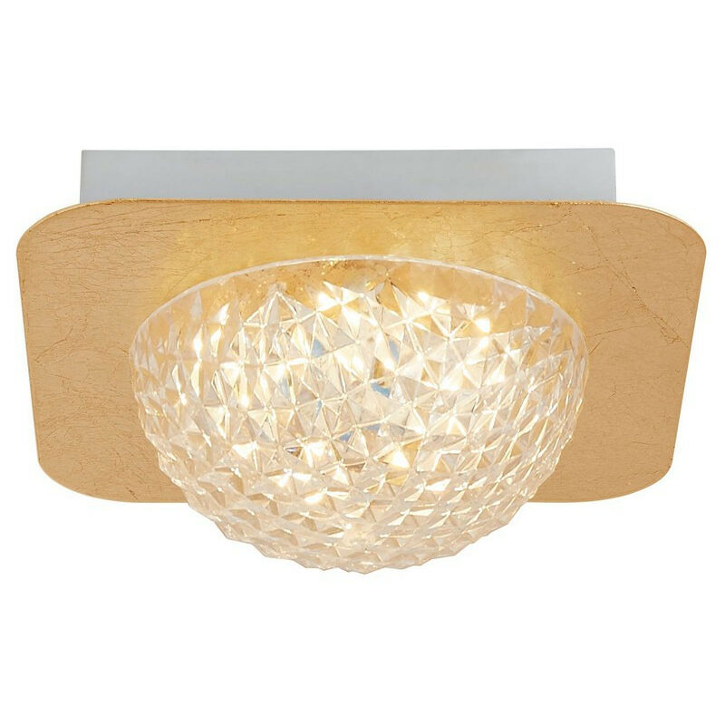 Searchlight - Celestia 1 Light Square Led Ceiling Light - Gold Leaf With Clear Acrylic