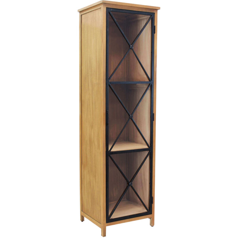 Celestine Vetrina In Legno Naturale Con Vetro A 2 Ripiani 53x46x183...