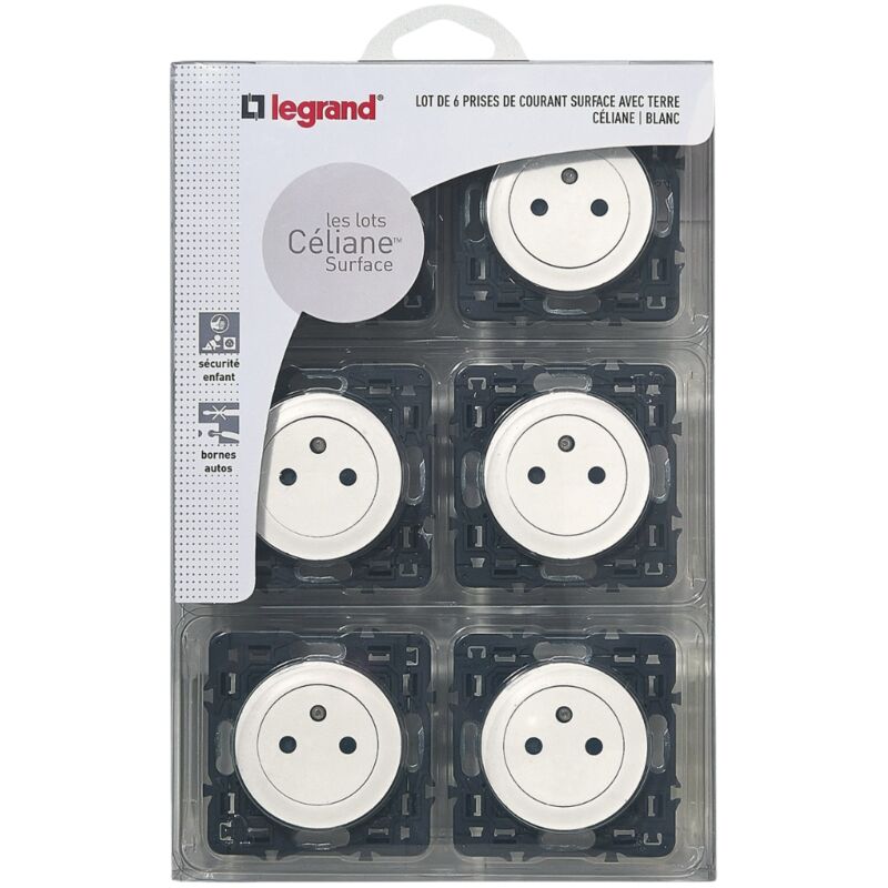 Legrand - Lot de 6 prises de courant 2P+T 16A à composer - Céliane - Blanc