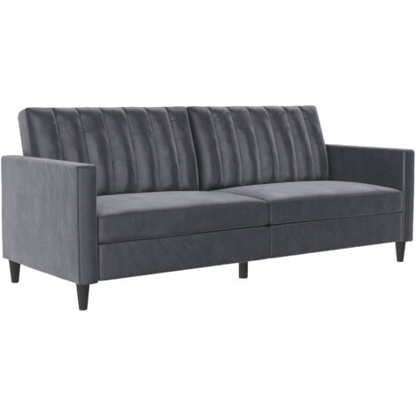 Celine-Canapé-lit 3 places en velours anthracite