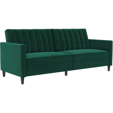 Celine-Canapé-lit 3 places en velours vert foncé