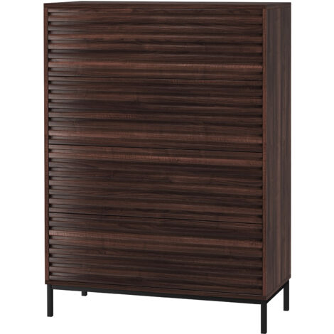 Celine-Commode à 4 tiroirs en aspect noyer
