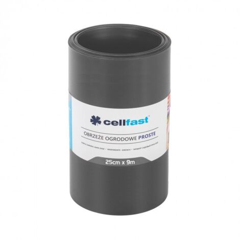 CELLFAST 5901828850882 BORDURE DE PELOUSE LISSE EN PLASTIQUE GRAPHITE 25 CM X 9 M