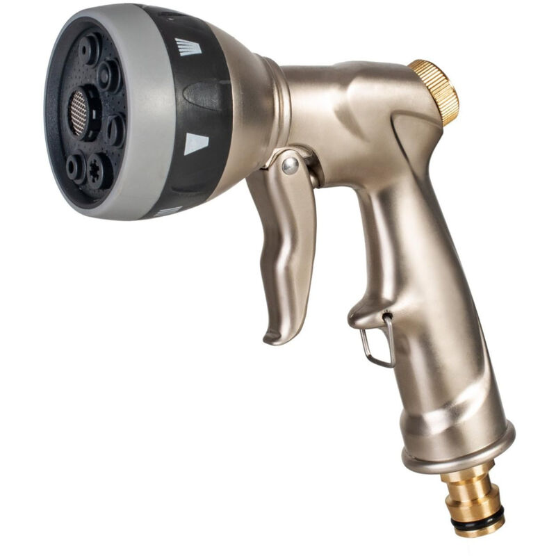 Cellfast Brass Pistolet Multifonction Pour Jardin, 7 Motifs D'Arrosage Réglables, Fabriqué En Laiton Résistant Sourcing 52-901