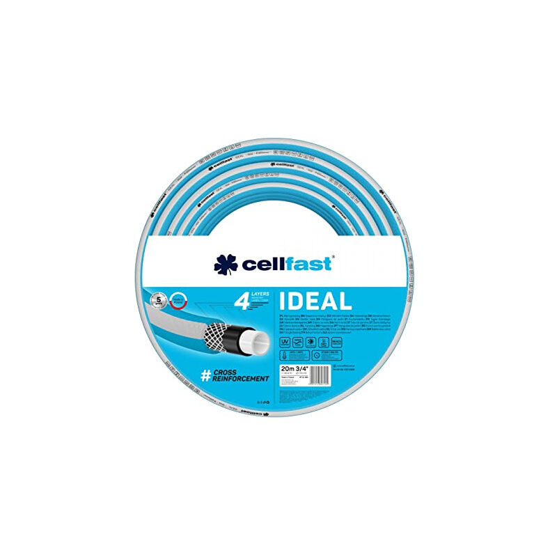 Cellfast - ideal tuyau d'arrosage, durable, flexible, 4 couches, durable tresse croix, résistant aux uv et aux algues, technologie