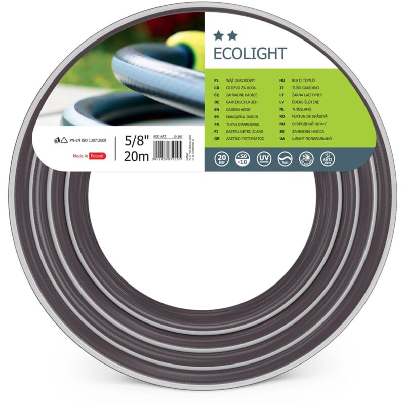 

Cellfast Manguera de jardín ECOLIGHT gris 5/8' 20 m - Gris