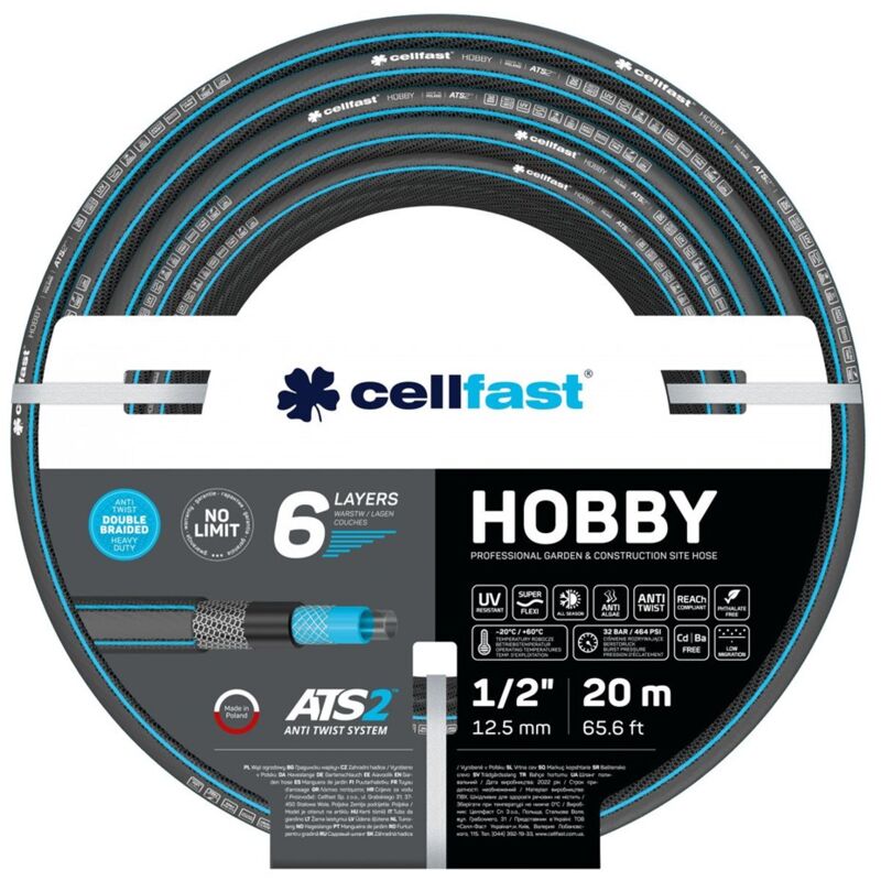 Hobby Garden Hose de, Durable, Flexible, 6 couches tressées ATS2, Résistant aux uv y a Algae, without Heavy Metals, 32 Bars, -20/60 ° c a 1/2', 20 m
