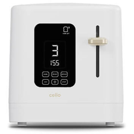 Cello Digital 2 Slice Toaster with One Touch Ghost Panel, Toast Timer and Bagel