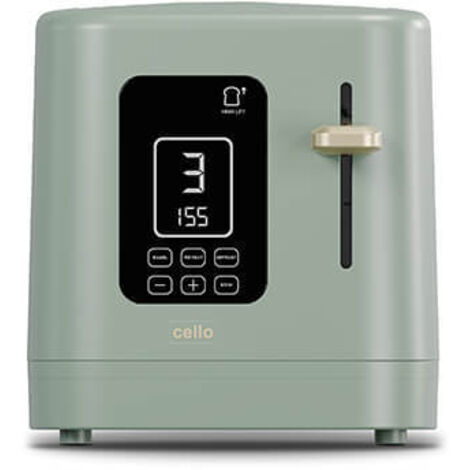 Cello Digital 2 Slice Toaster with One Touch Ghost Panel, Toast Timer and Bagel