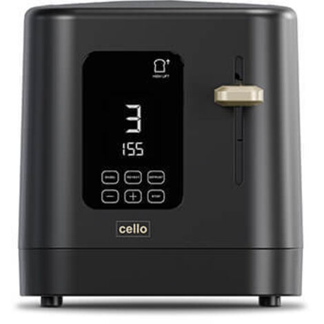 Cello Digital 2 Slice Toaster with One Touch Ghost Panel, Toast Timer and Bagel