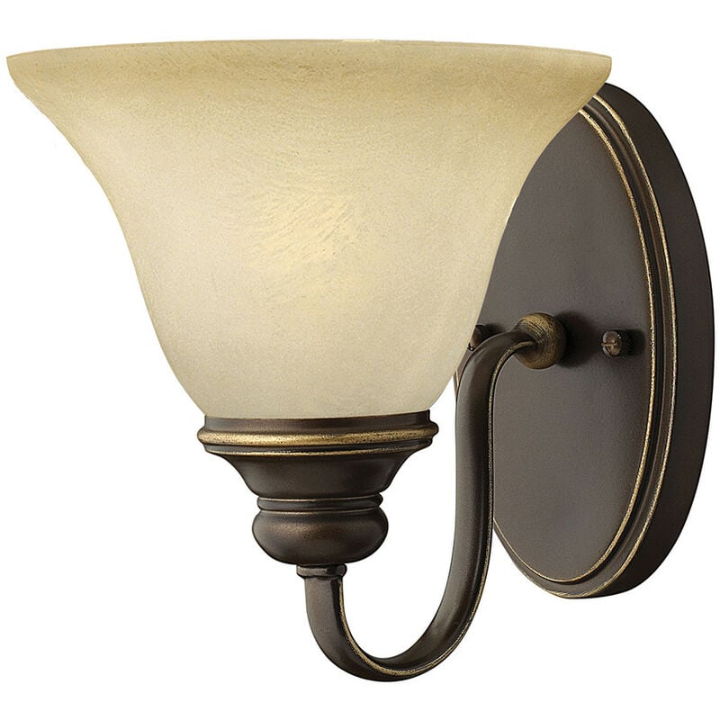 Elstead - Cello - 1 Light Wall Light Antique Bronze Glass Shade, E27