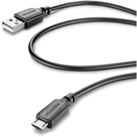 Cellularline Micro USB Kabel 1m schwarz USBDATACABMICROUSB Micro-USB -&gt USB-Stecker 2.0