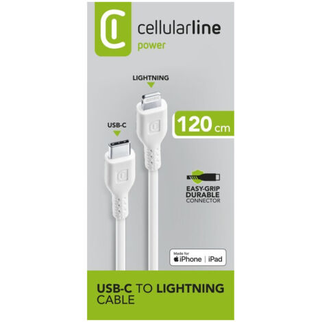 Cellularline Power Cable 120cm - USB-C to Lightning Cavo USB-C to Lightning per ricarica e trasferimento dati
