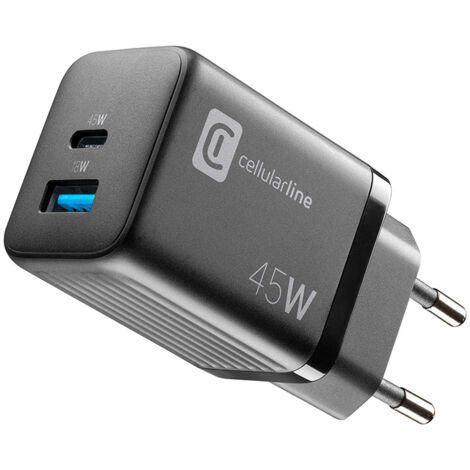 Cellularline Reiselader 45W Multipower 1 x USB C und 1 x USB A ACHUSBGAN2PD45WK