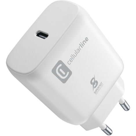 Cellularline Super Fast Charger Caricabatterie da Rete 25W USB-C White Bianco