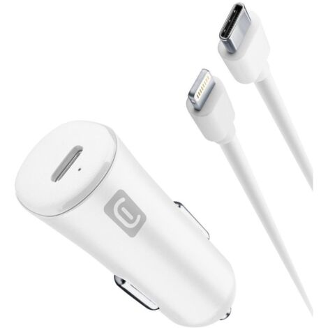 Cellularline USB-C Car Charger Kit 20W - USB-C to Lightning - iPhone 8 or later