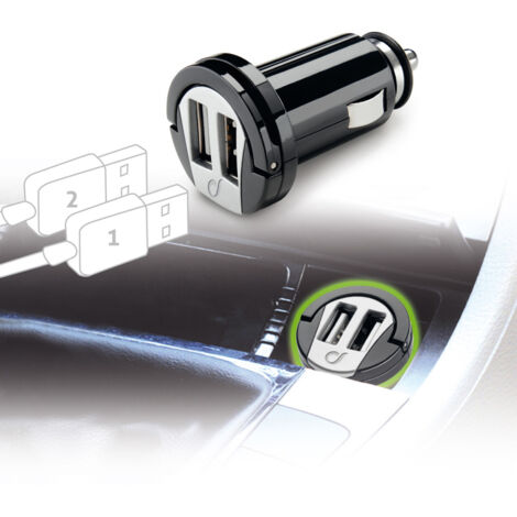 Cellularline USB Car Charger Dual Caricabatterie da Auto Universal Nero