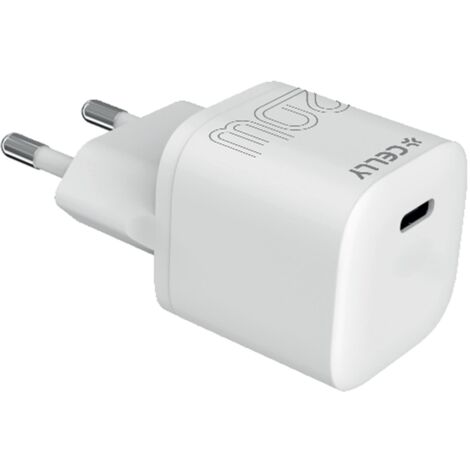 CELLY ULTRACOMPACT CARICABATTERIE DA RETE USB-C PD 20 W Bianco Marca
