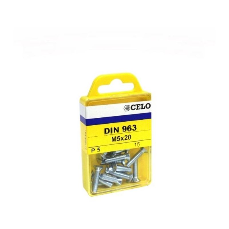 

7310963 Blister tornillo DIN 963 rosca métrica cabeza avellanada impronta ranura M3x10 mm cincado (Envase 35 ud) - Celo