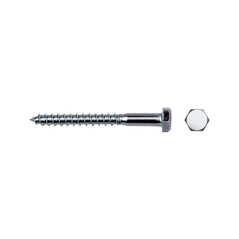 

91050571 Tornillo rosca tirafondo DIN 571 para taco de nylon cabeza hexagonal 10x50 mm zincado (Envase 200 ud) - Celo