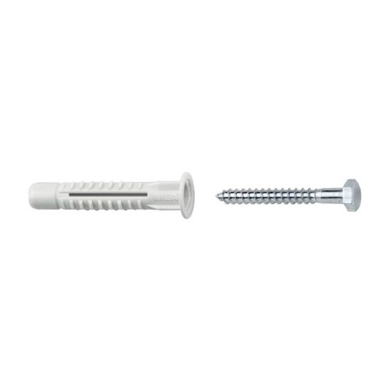 

910MZKK Taco multiuso de polietileno para cartón yeso con valona MZK 10x60 con tornillo SKS 6,0x80 (Envase 25 ud) - Celo