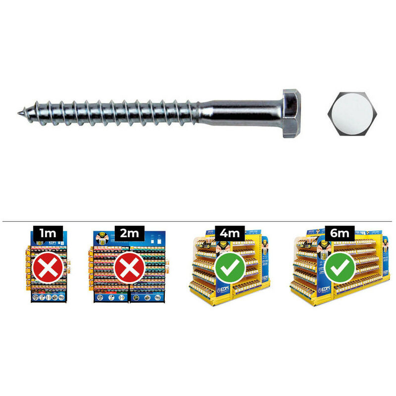 Tirefonds Hexa. Din 571 8x80 Zinc Plat. Boîte 100 Uni. Celo