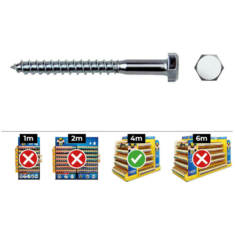 Boîte de 250 vis tire-fond hexagonales din/ref 571 6x50 zinguées cello.