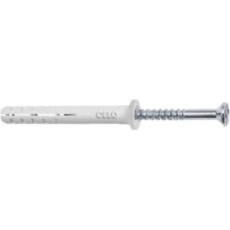 Celo - Nageldübel Flachkopf Np 6x40 Schlagdübel Set Mit Schraube Vormontiert Pz2 - 100 Stück