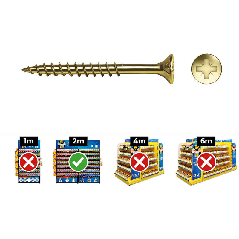 

Caja 50un tornillo madera avell.pz r/parc din/ref vloxp 6x90 bricomat+lubr. - Celo