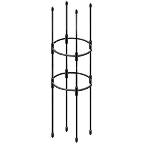 Celosía de jardín tipo obelisco – Celosía cilíndrica modular negra (Altura: 75–135 cm, diámetro 20 cm, 4 postes, material resistente)