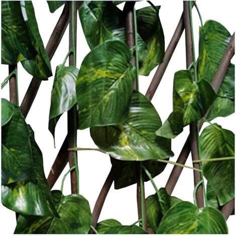 Celosia Mimbre Con Hojas Composicion 100% Mimbre Hojas De Hiedra De PVC 100 X 200 CM Tutor de Plantas Decoracion Jardin