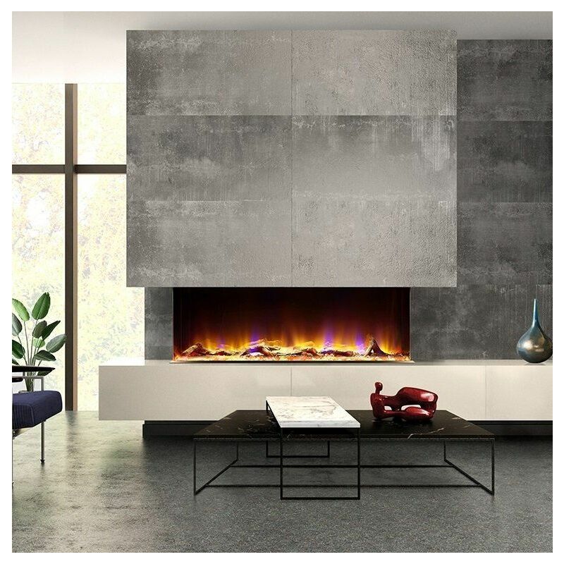 Image of Electriflame Inset Thermostatic 1100 vr Electric Fire Flame Effect Remote - Black - Celsi