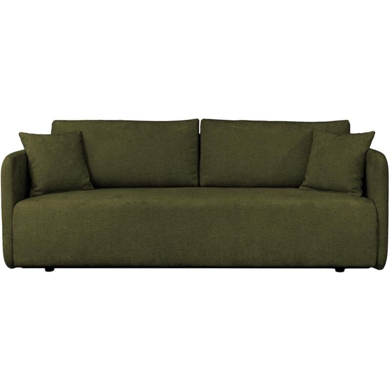 Mobilier Deco - celsy - Canapé 3 places convertible avec coffre en tissu vert
